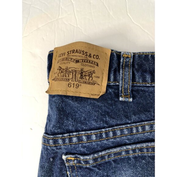 Vintage Levi Strauss 619 Mens 42x25  Blue Denim Jeans Straight Hemmed - Picture 5 of 8